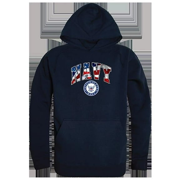 Rapid Dominance US Navy Flag Letter Graphic Mens Pullover Hoodie [Navy Blue - 2XL]