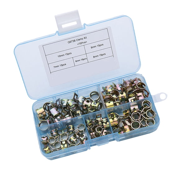75Pcs M7 M8 M9 M10 Spring Clips Water Pipe Air Tube Clamps Fasteners Spring Buckle