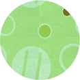 thumbnail image 1 of Ahgly Company Tapis Rond Lavable en Machine Intérieur Transitionnel Vert, 3 Pieds Rond, 1 of 7