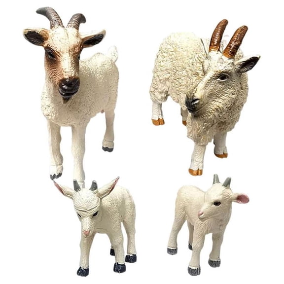 4 Pieces Animal Model Lamb Preschool Educational Toy Miniature Animals Statues for Home Office Decoration