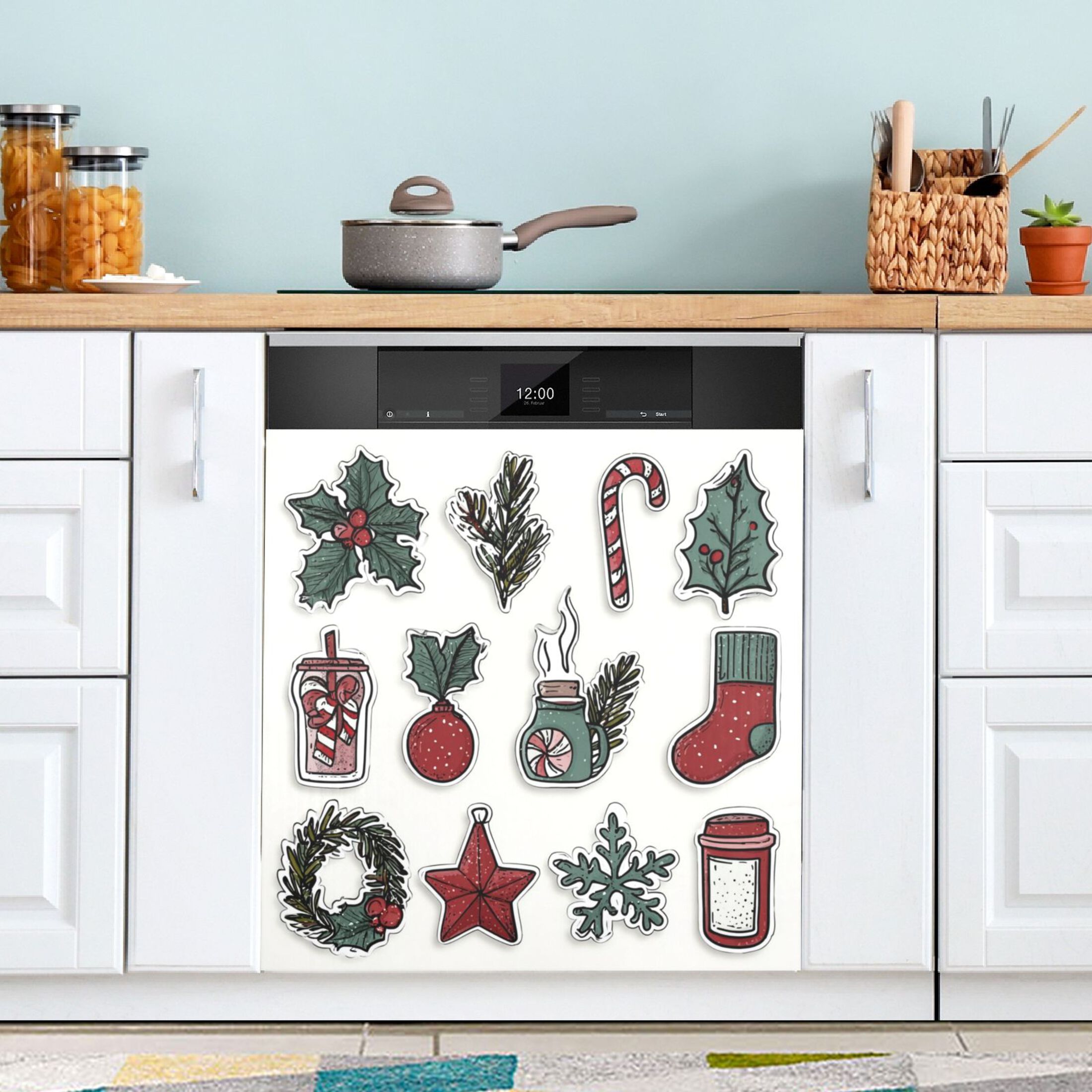 IAUYY Magnetic decorative sticker - 23x26 Inch PVC Refrigerator Decorative Cover, Removable DIY Art for Kitchen Appliances Gift Box