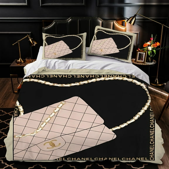 Chic 3-Piece Duvet Cover Set with Elegant Design - Luxurious Black and White Bedding for Modern Bedrooms