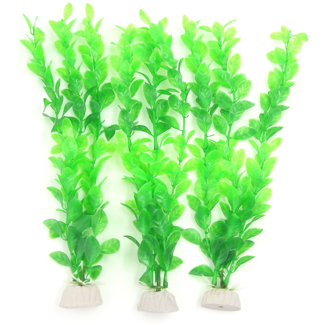 Unique Bargains Plastic Aquarium Plants with Ceramic Base, Green, 10.6