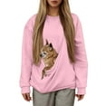 thumbnail image 3 of Cat Pouch Hoodie for Women Long Sleeve Plain Dog Pouch Hooded Sweatshirt Kangaroo Pocket Pet Carrier Pullover Tops, 3 of 6