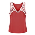 thumbnail image 4 of QUNYINEY Women Tank Tops Colorblock Cotton Linen Summer Tops Loose Fit V Neck Sleeveless Casual Lace Tshirts Shirts for Women, 4 of 6