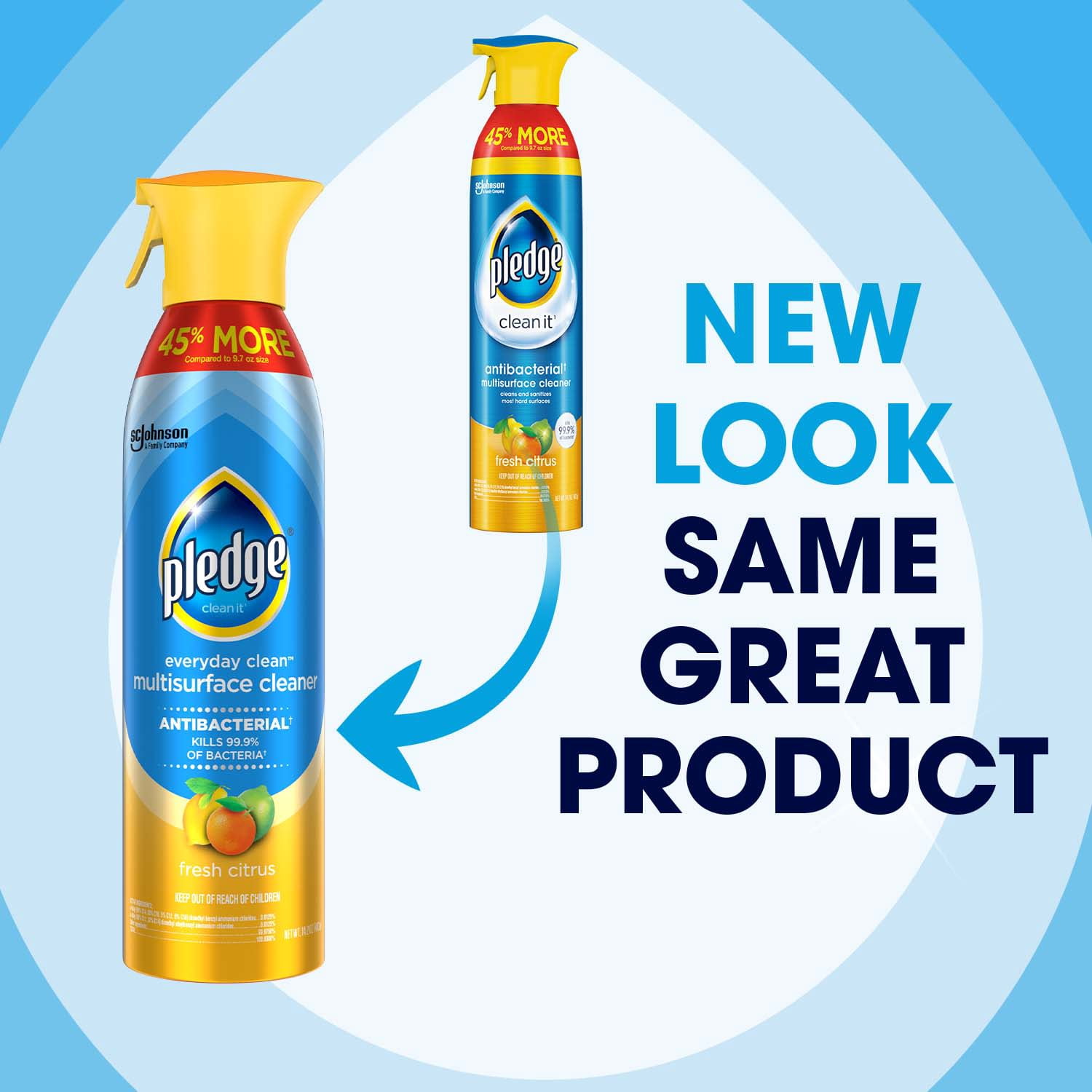 (3 pack) Pledge Antibacterial Multi Surface Cleaner Spray, Fresh Citrus - Household Antibacterial Spray (2 Pack Aerosol), 9.7 oz