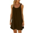 thumbnail image 2 of QLEICOM Womens Summer Halter Mini Short Dresses Beach Tshirt Sundress Sleeveless Casual Loose Tank Dress Brown L, US Size: 8, 2 of 4