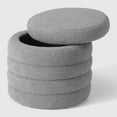 thumbnail image 5 of WestinTrends Alexandria Mid-Century Modern Faux Sherpa Round Storage Ottoman, Light Gray, 5 of 14
