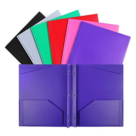 INFUN Plastic Pockets Folders with Brads Heavy Duty School Folders with ...