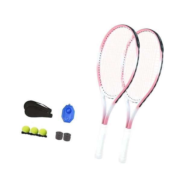 Lipstore Tennis Racket Set Gift Tennis Training Equipment for Indoor Stadium Backyard Pink