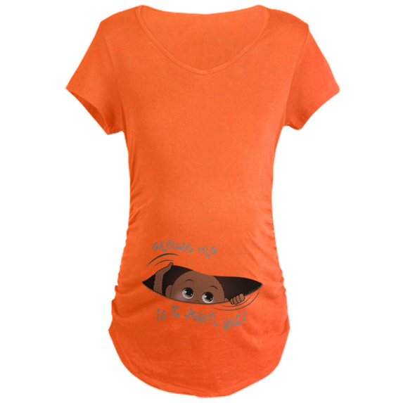 CafePress - Funny Peeking Out Baby Apri Maternity Dark T Shirt - Maternity Dark T-Shirt