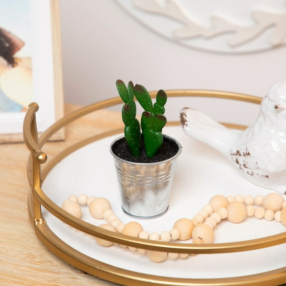 Northlight 3.5" Tropical Cactus in Tin Pot Artificial Potted Plant - Red/Green