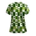 thumbnail image 6 of felwors St Patricks Day Scrub Tops for Women Short Sleeve V Neck Scrubs Lucky Shamrock Print Plus Size Medical Uniform Shirts (Light Green, XXL), 6 of 7