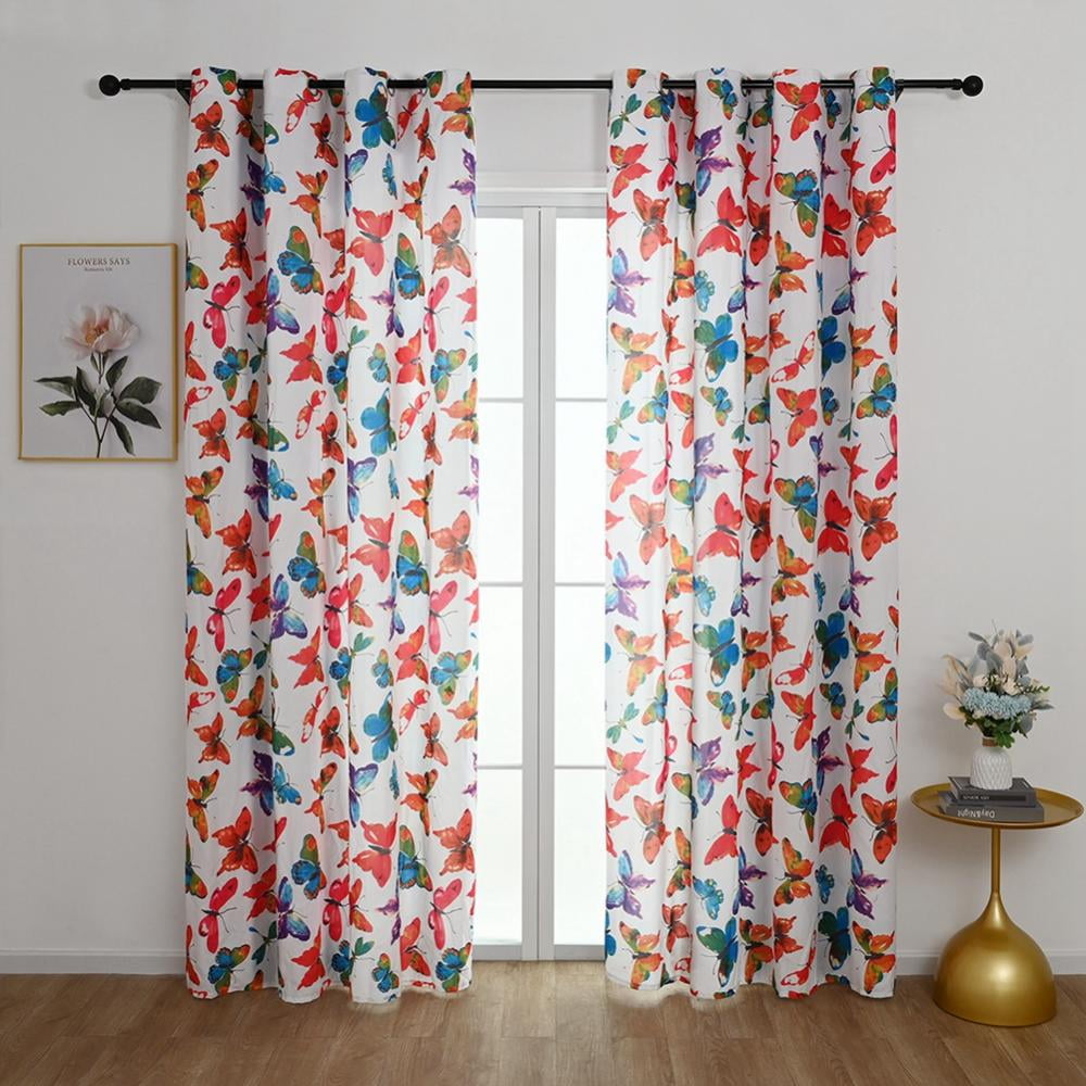 Floral Butterfly Pattern 3D Blockout Photo Printing Curtains Draps Fabric Window 