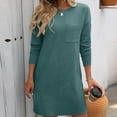thumbnail image 6 of Kaemgyyd Womens T Shirt Dress Fall Casual Crew Neck Mini Dresses with Pocket Loose Long Sleeve Tunic Dress, 6 of 6