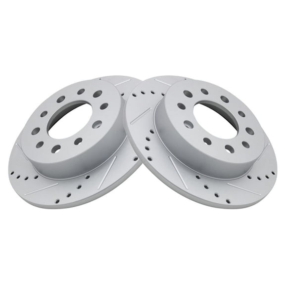 TRQ Rear Performance Brake Rotors Set Premium G-Coated Cross Drilled & Slotted Fits Select 2003-2008 Hyundai Tiburon