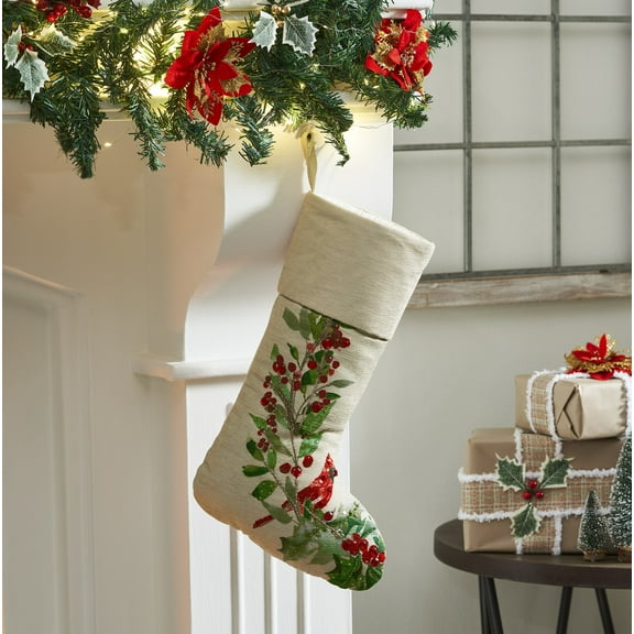 VHC Brands Cardinal Holly Stocking 11x18