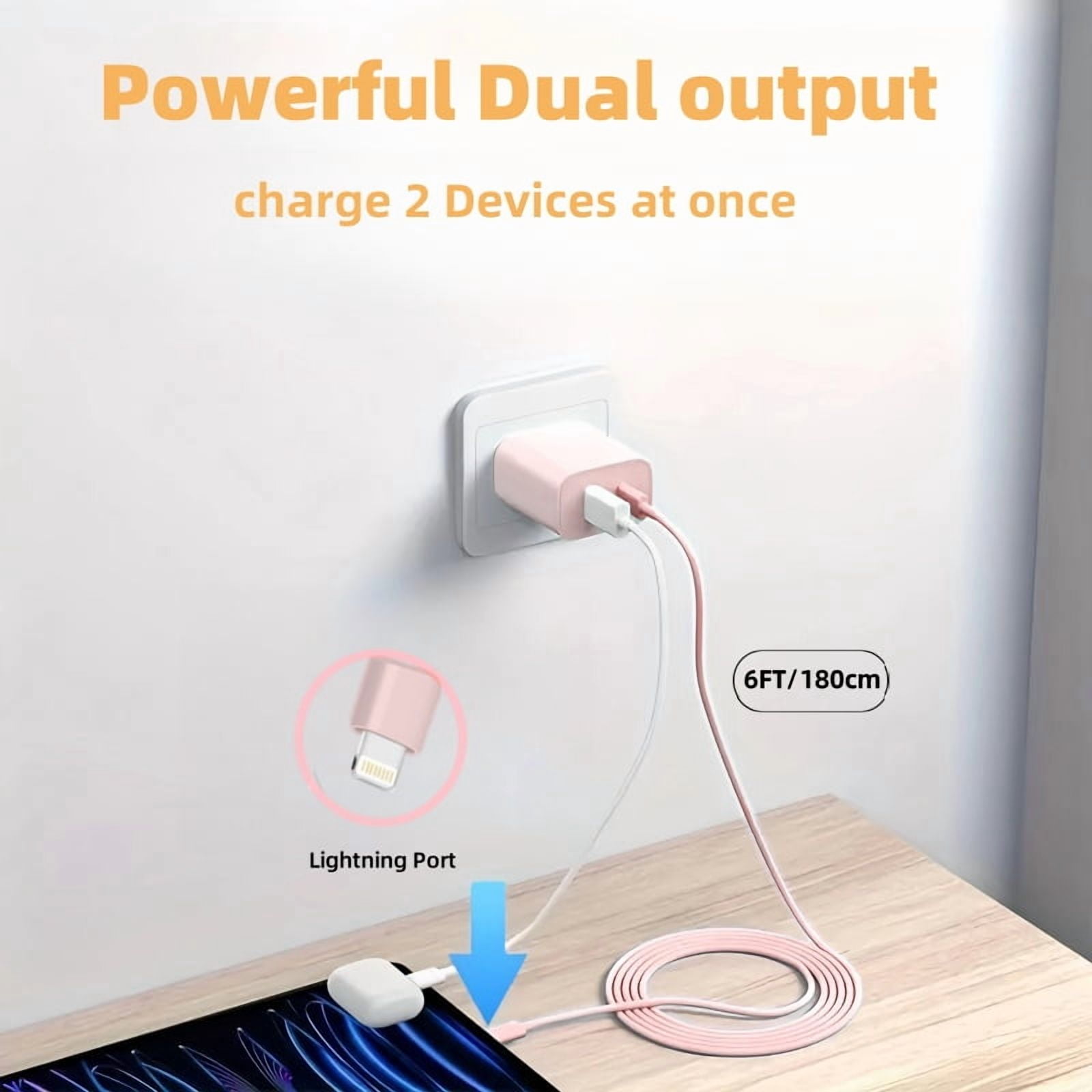 For iPhone 14 13 Charger Fast Charging 3Pack USB C and USB A Port Charger Block Type C Charger 6.6FT Cord Wall Charger Compatible with iPhone 14/14 Plus/14 Pro/14 Pro Max