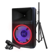 Gemini GSP-L2200PK Ultra-Powerful Bluetooth 2,200-Peak-Watt Speaker with Party Lights, Built-in Media Player, Micropho