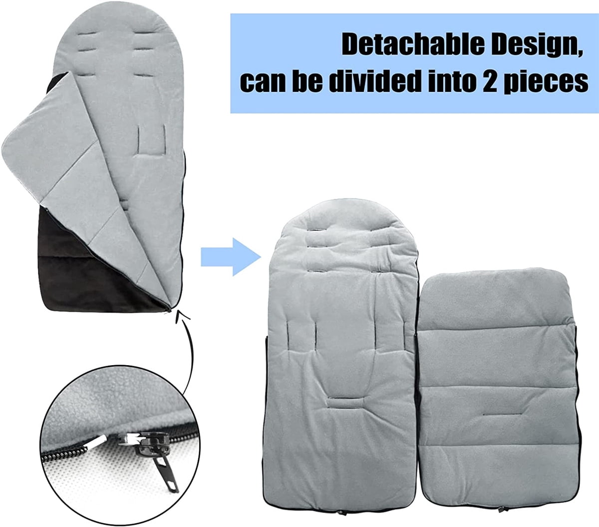 Casewin Baby Sleeping Bag Universal Stroller Footmuff Cover,All Season Toddler Warm Cosy Toes for Buggy footmuff,Stroller Annex Mat Foot Cover Waterproof Windproof Cold-Proof Detachable White