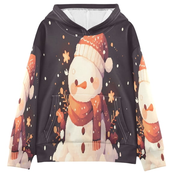DIXRUYEE Snowman Print Hoodie Casual Pullover Sweatshirt With Kangaroo Pocket