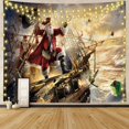 thumbnail image 4 of Tapiz de Navidad JAMW divertido Papá Noel en barco pirata 78W X 59L pulgadas, 4 of 4