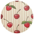 thumbnail image 3 of Ryvnso Cherry on Striped Round Plate Mats Dining Table Placemat Set of 4 for Holiday Decoration, 3 of 7