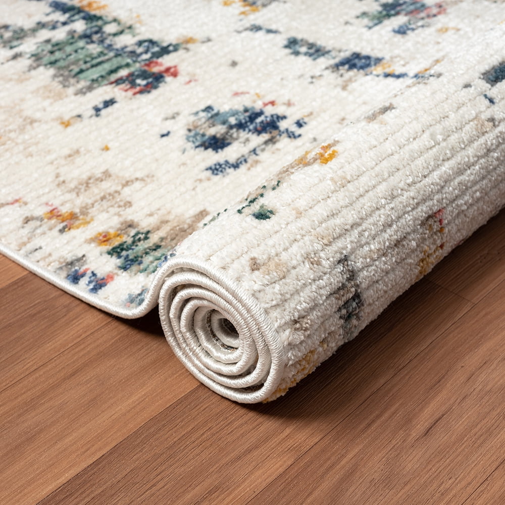 Ox Bay and Evette Rios Bellamy 5' x 7' Blue/Orange Abstract Durable Performance Indoor Area Rug