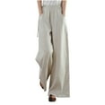 thumbnail image 2 of Summer Savings Clearance! Edvintorg Cotton Linen Pants Women Summer Casual Loose Fit Pants High Waist Solid Color Side Drawstring Belt Wide Leg Pants Plus Size Women Trousers Beige XXXL, 2 of 6