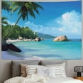 thumbnail image 2 of Chilfamy  Ocean Tapestry, Anse Lazio Beach at Praslin Island Surfing Beach Scenic View Travel, Fabric Wall Hanging Decor for Bedroom Living Room Dorm, Blue Turquoise 40x30inch, 2 of 6