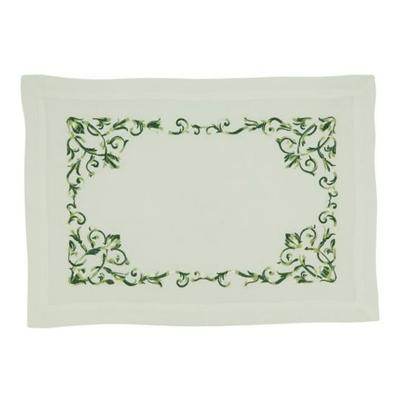 Saro Lifestyle Embroidered Floral Scroll Placemat (Set of 4)
