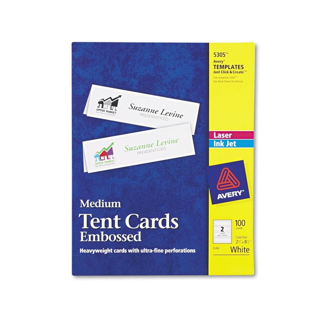 Tarjetas tipo tienda AVERY Medianas en relieve Blanco 8,5x2,5 cm 50 hojas