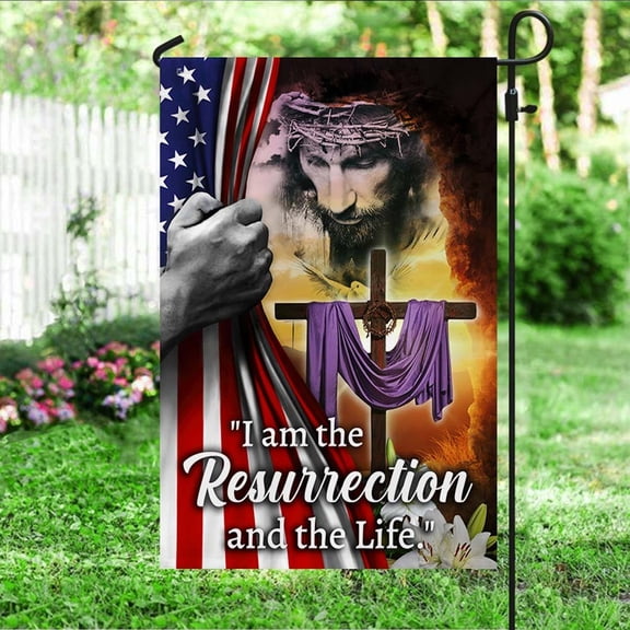 Easter Jesus Flag I Am The Resurrection And The Life DBD3282F - Garden Flag (11.5" x 17.5")