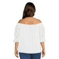 thumbnail image 4 of Terra & Sky Women's Plus Size Off The Shoulder Eyelet Top, 4 of 7