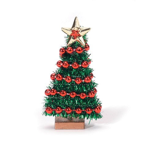 Miniature Christmas Tree With Bead Garland - 2 3/4 Inches
