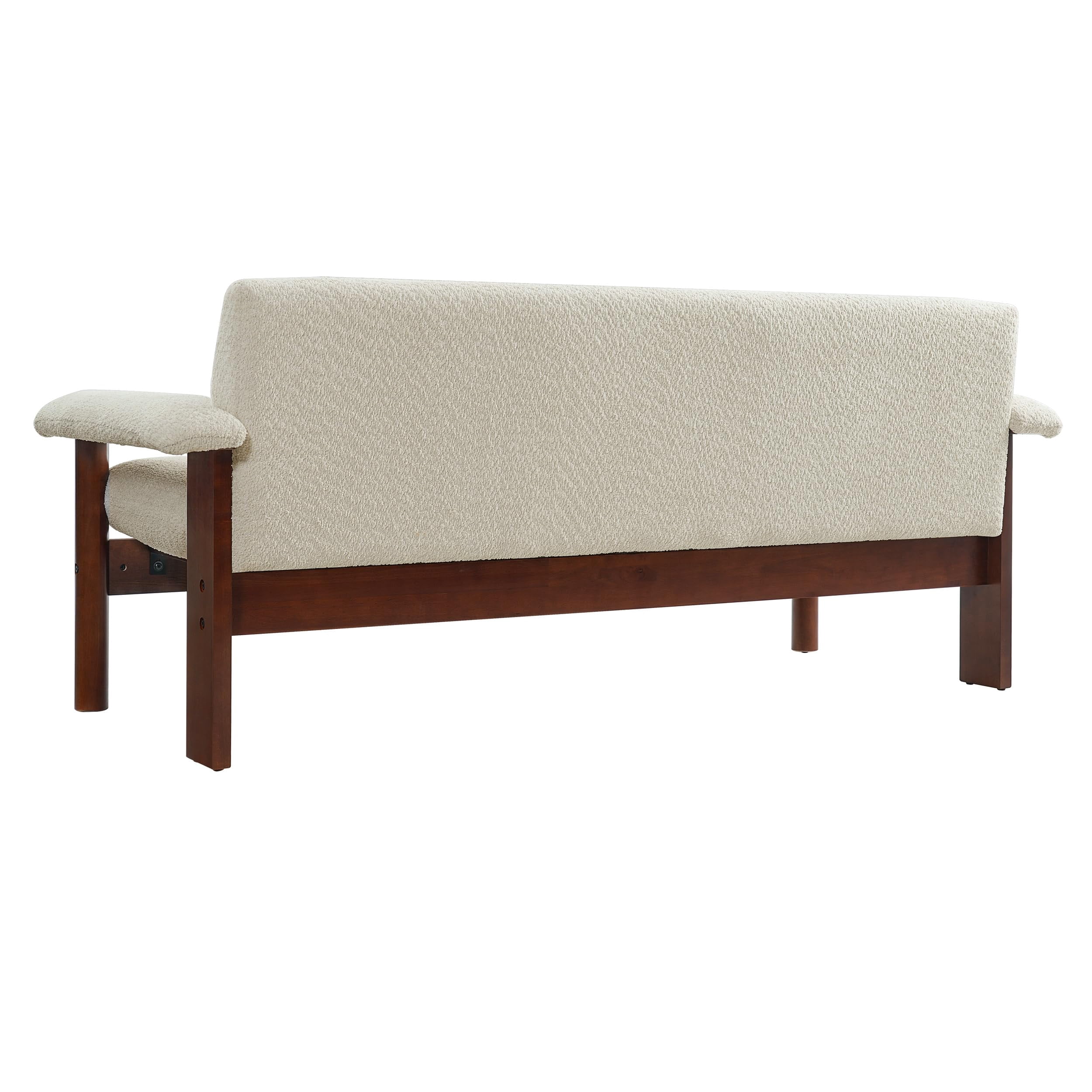Modern Loveseat Sofa 2 Seater Couch 72.8" with Armrest Pillows, Beige 2-Person Couch for Living Room, Small Space, Berber Fleece Fabric, Rubberwood Frame