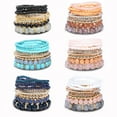 thumbnail image 2 of Nvzi Pulseras de cuentas apilables bohemias Pulseras de cuentas elásticas multicolores Pulsera ajustable de cuentas en capas Pulseras elásticas (azul), 2 of 4