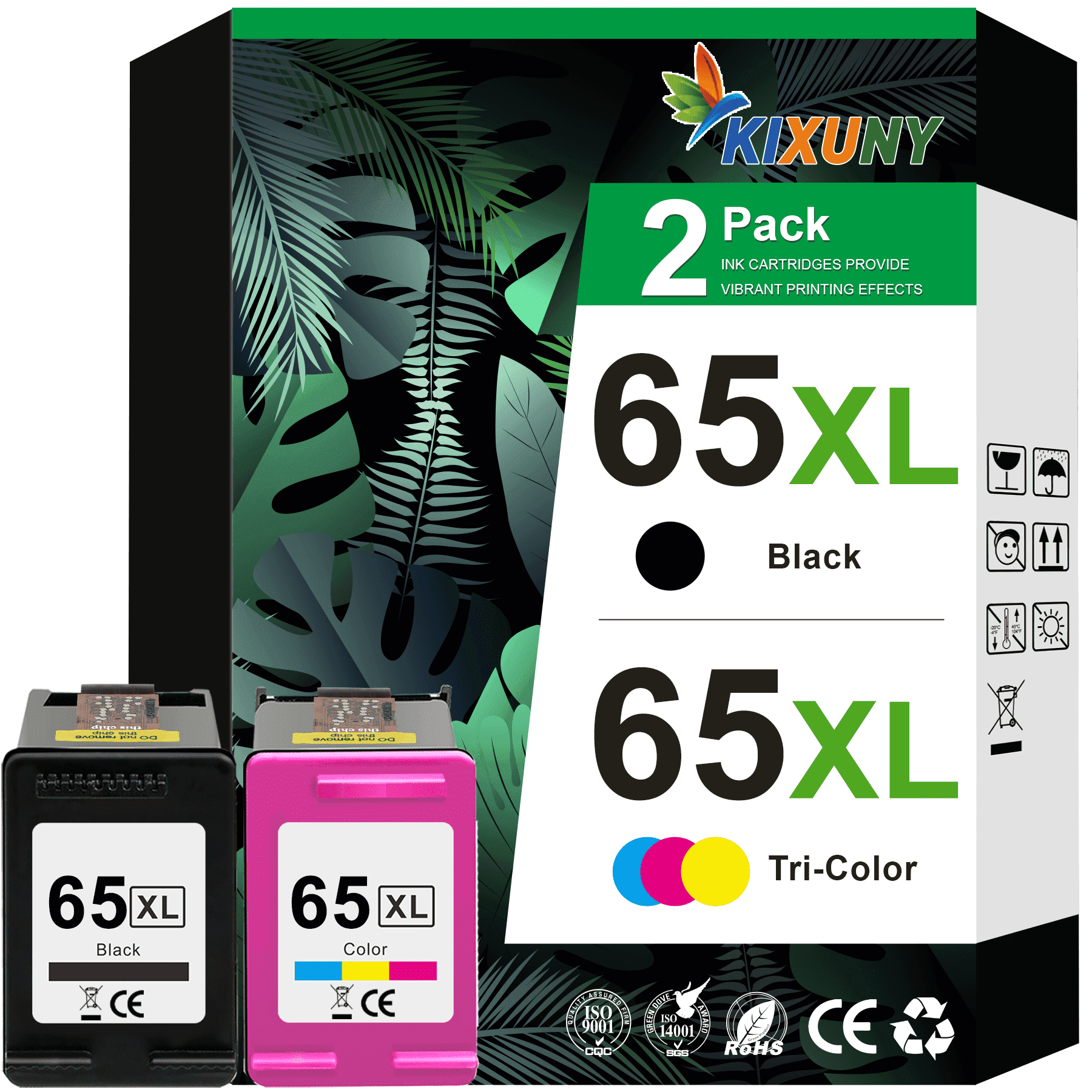 Kolor Expert 65XL Ink Cartridges for HP Deskjet, Envy, and AMP