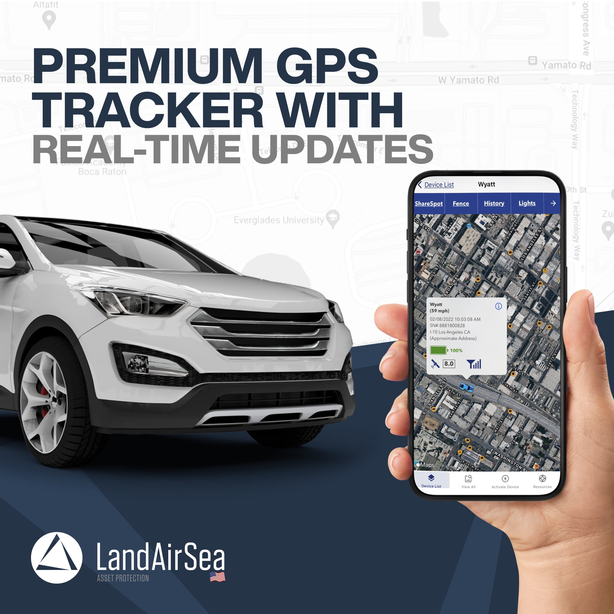 LandAirSea 54 GPS Tracker - Long Battery, Built-in Magnet, & Waterproof. Subscription Required.