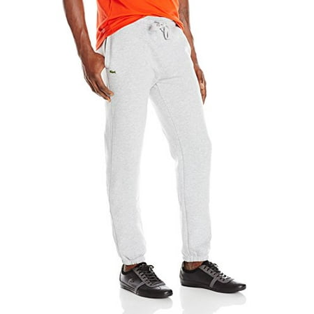 Lacoste Men's Sport Brushed Fleece Pant with Elastic Leg Opening,7, Silver Grey Chine