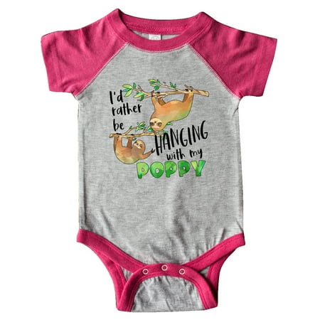 

Inktastic Id Rather Be Hanging with my Poppy- Cute Sloths Gift Baby Boy or Baby Girl Bodysuit