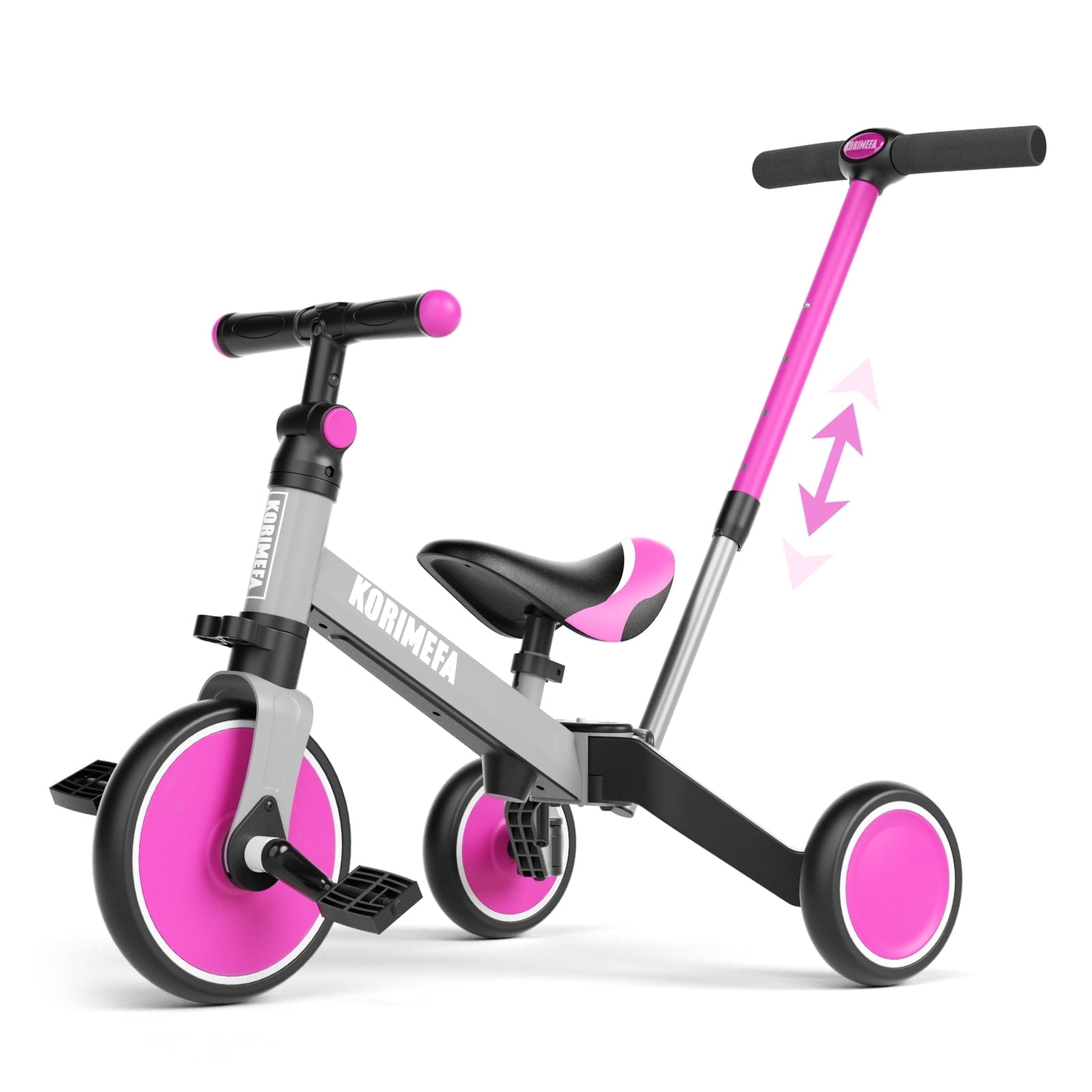 KORIMEFA 5 in 1 Kids Tricycle for 1-4 year olds, Toddler Bike Kids Trike for Balance Training, Baby Bike with Push Handle for Boy Girl