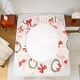 thumbnail image 5 of Homewish Lovely Bow Knot Twin Sheet Sets,Christmas Flower Wreath Twin Fitted Sheet,Red Pink Green Flat Sheet For Girl Kids,Microfiber Bedroom Decor,3-Piece, 5 of 7