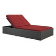 thumbnail image 2 of Modway Sojourn Aluminum Rattan Fabric Patio Double Chaise in Chocolate/Red, 2 of 5