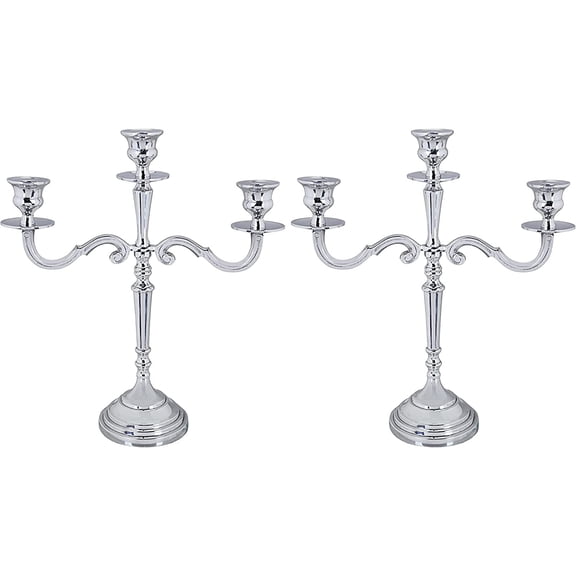 Aspen Creative 16304-11-2, Nickel Aluminum Decorative Candle Holder, 4-3/4" D x 11-3/4" H, Set Of 2