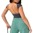 thumbnail image 3 of Women‘s Summer Tops  Short Sleeve Backless Solid Color Slim Fit T-Shirts Streetwear, 3 of 4