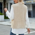 thumbnail image 7 of QTBIUQ Sweater Sweater Vest Womens Fashion Casual Style Slim V-Neck Sleeveless Waistcoat Knit Sweater Sweater Top Beige, 7 of 7
