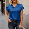 thumbnail image 2 of XIAOCHA Dolman Sleeve Satin Tops For Women Short Sleeve V-Neck Pullover Top Elegant Office Party Tops, 2 of 6