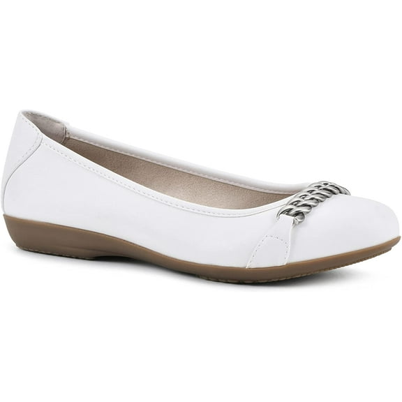 CLIFFS BY WHITE MOUNTAIN Charmed Womens Ballet Flat 8.5 White/Smooth