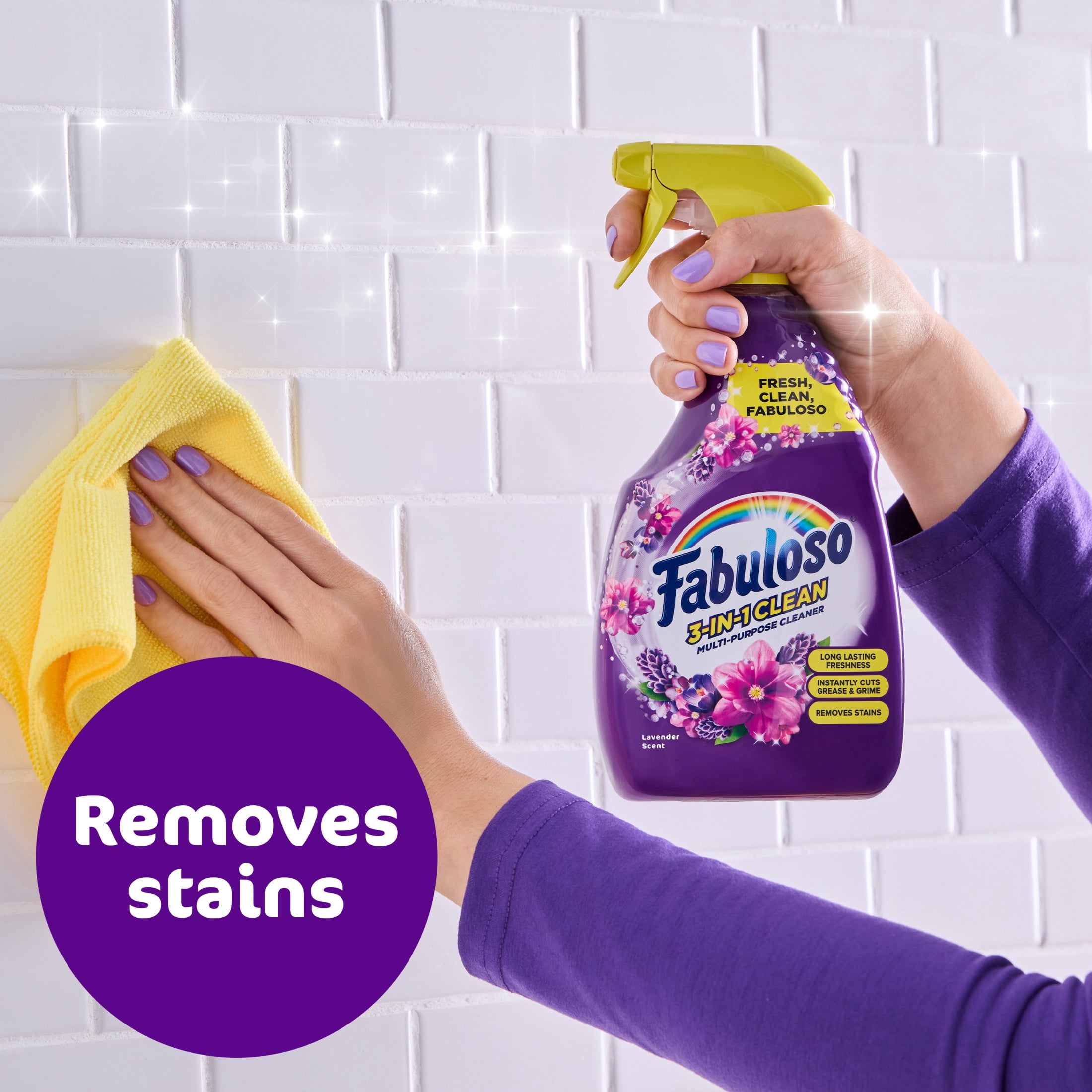 (2 pack) Fabuloso 3-in-1 Clean Spray, Multi-Purpose Cleaner, Lavender Scent, 25.3 fl oz